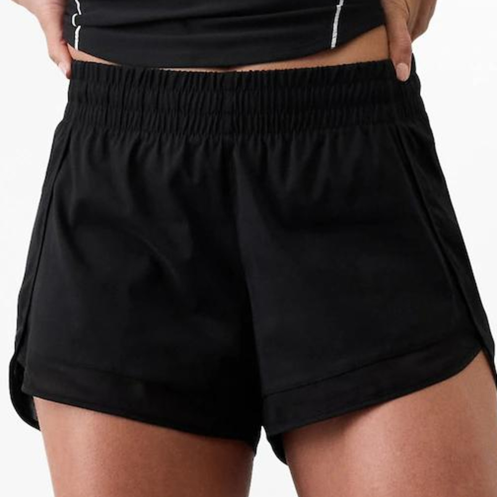 Athleta, User: testoutset@gmail.com Mesh Racer Run Mid Rise 4 Short in Black